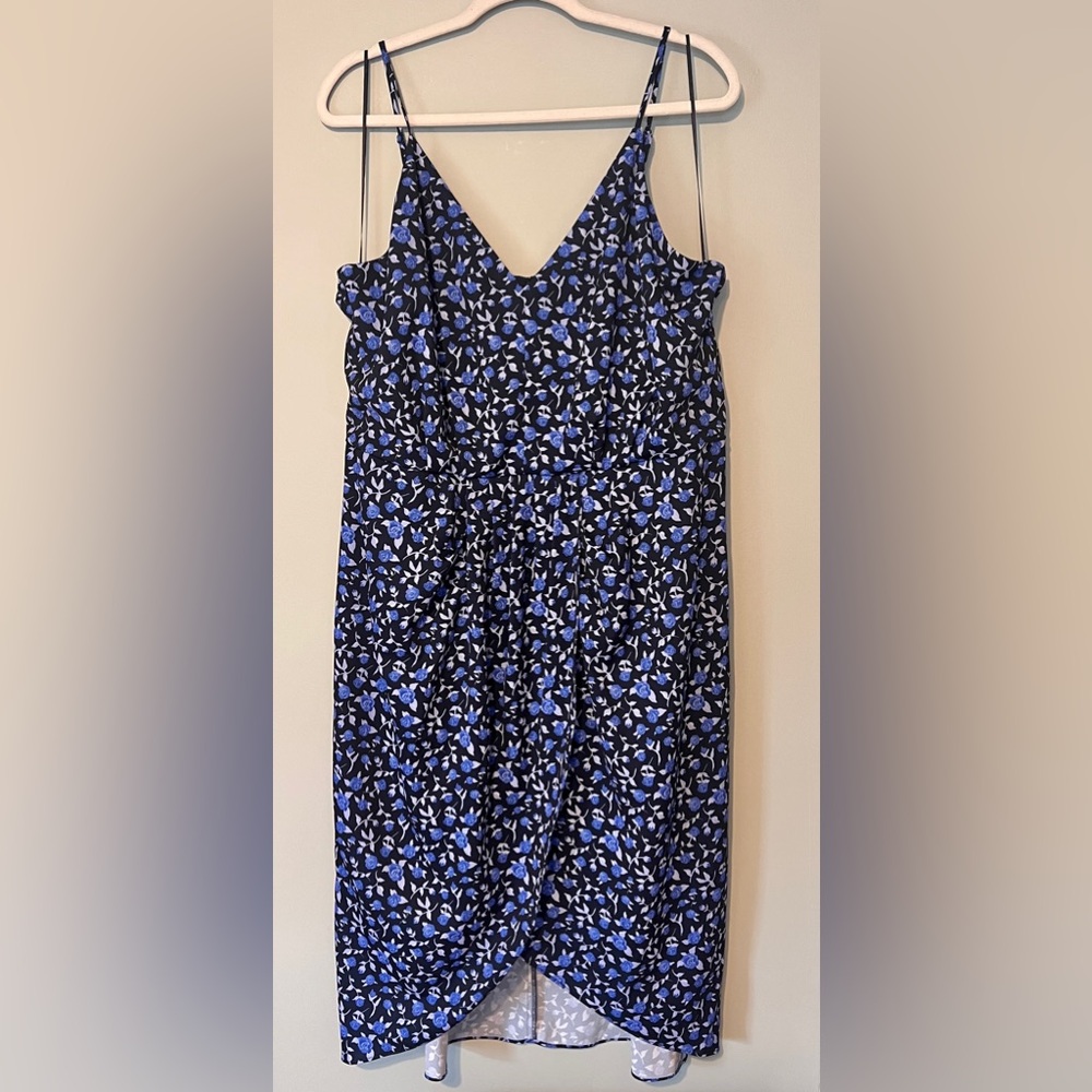 Chelsea28‎ Faux Wrap Dress Blue Floral Sleeveless V-Neck Size XXL NWT